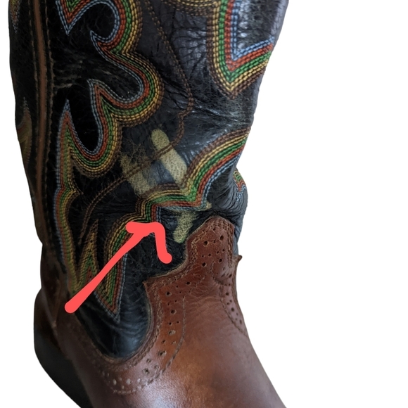 Twisted X Buckaroo Roper Style Two Tone Leather Cowboy Western Boots Size 9D - Picture 11 of 13